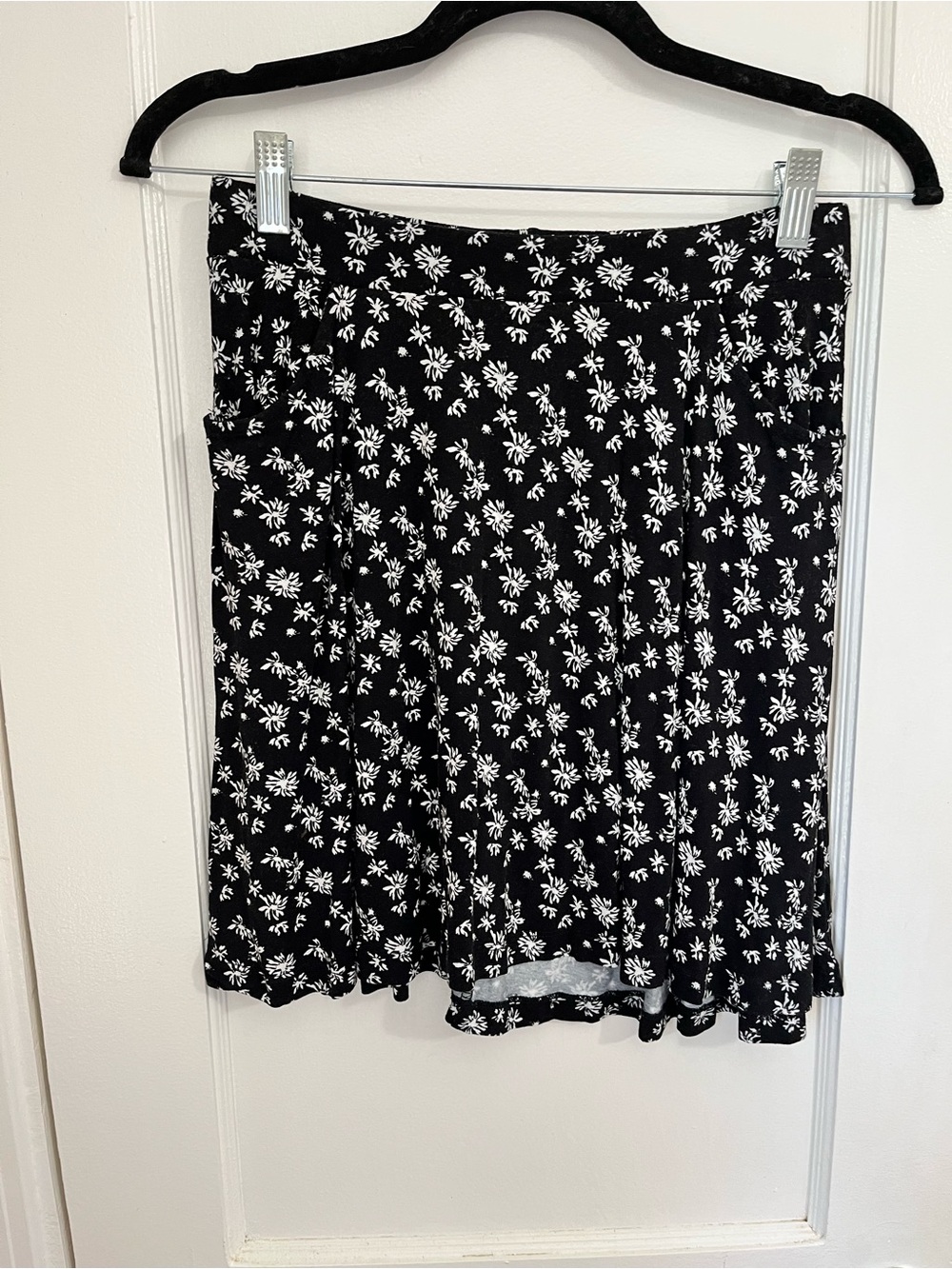 ASOS Black and White Floral Skater Skirt